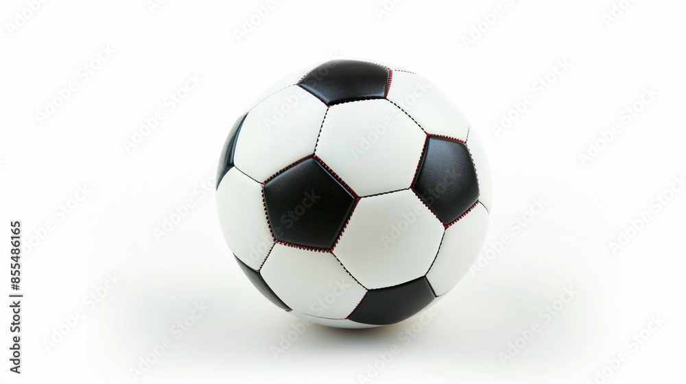 Fototapeta premium High-Quality Soccer Ball Isolated on a White Background, Featuring Symmetrical Stitching and Classic Design