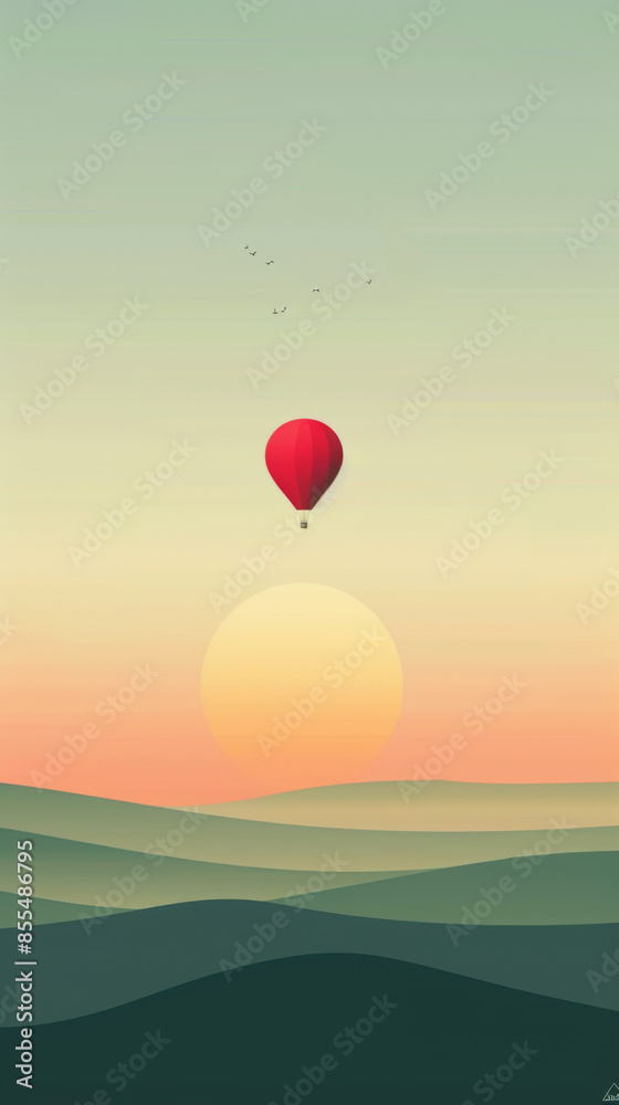 Naklejka premium iPhone wallpaper hot air balloon