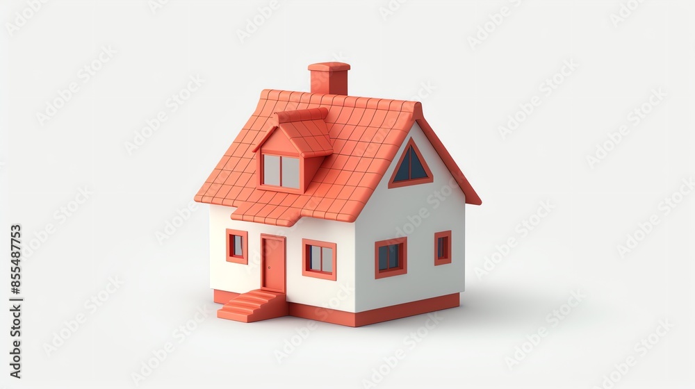 3d cute house, super minimalist style, white background 3d cute house, super minimalist style, white background