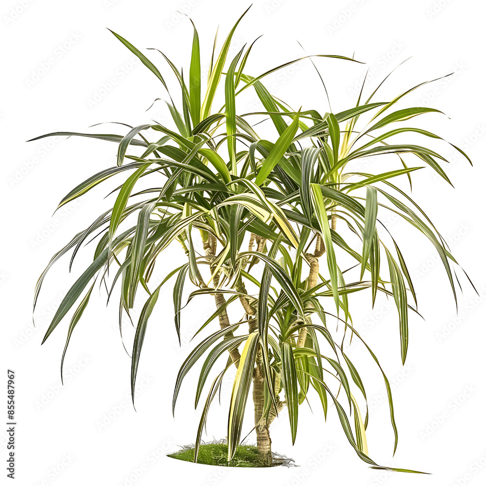 Fototapeta premium Pandanus Baptistii Variegata Bush on Clear Background Cutout