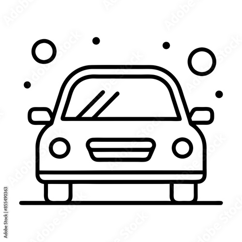 line art illustration icon of car