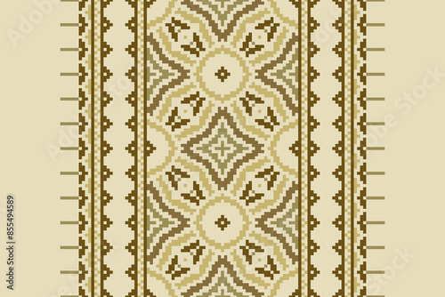 Pixel Seamless Russian folk patterns, cross-stitched embroidery imitation. Patterns consist of ancient Slavic amulets.