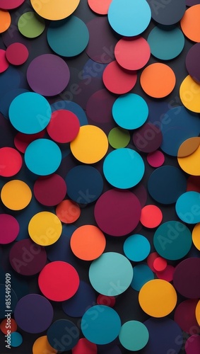 Abstract wallpaper with colorful circles overlapping on a dark background