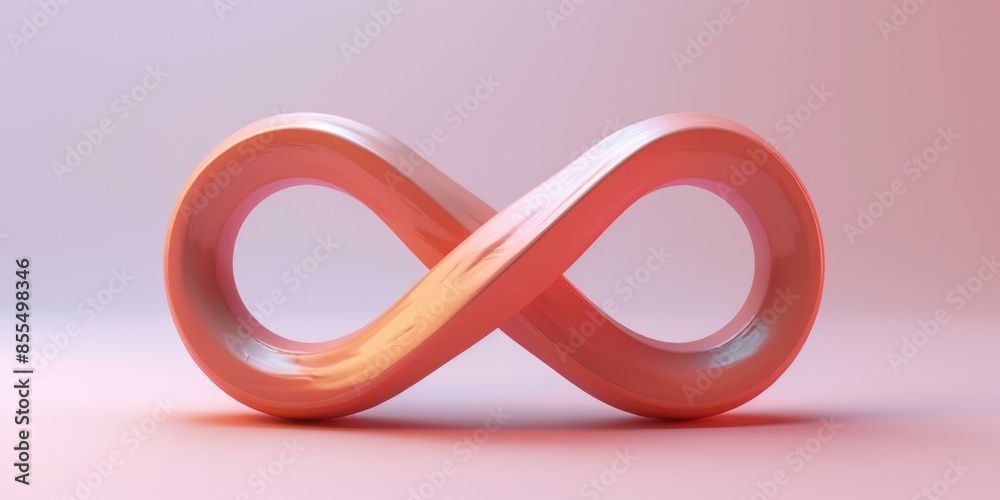 Pink glossy infinity symbol on a pink background. AI. Pink glossy infinity symbol on a pink background. AI.