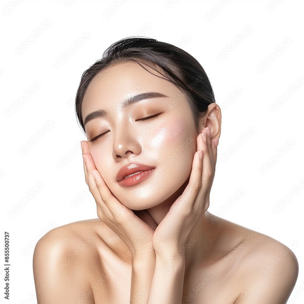 Beauty Asian women spa skin healthy on 100% isolate white background. Beauty Asian women spa skin healthy on 100% isolate white background.
