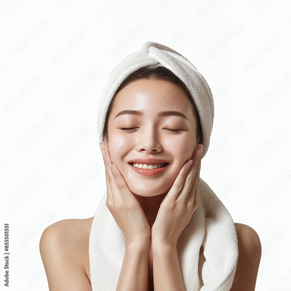 Beauty Asian women spa skin healthy on 100% isolate white background. Beauty Asian women spa skin healthy on 100% isolate white background.