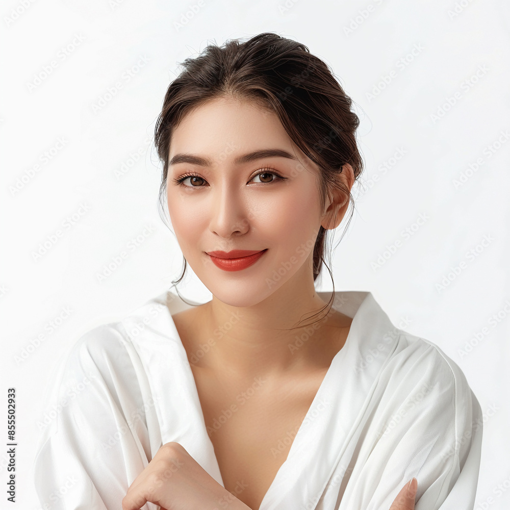 Iranian Beauty Asian women spa skin healthy on 100% isolate white background. Iranian Beauty Asian women spa skin healthy on 100% isolate white background.