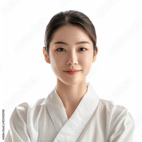 Japanese Beauty Asian women spa skin healthy on 100% isolate white background.