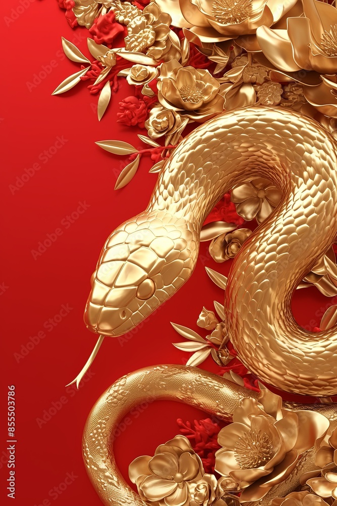 Obraz premium Happy New Year of the Snake according to the Chinese calendar 2025 year of the snake. Background with snake