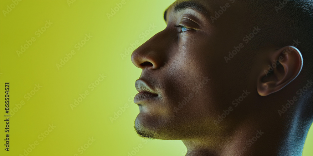 Relaxed man portrait on lime green background, a natural portrait of a man expressing relaxed Relaxed man portrait on lime green background, a natural portrait of a man expressing relaxed