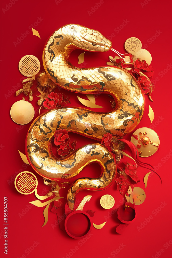 Happy New Year of the Snake according to the Chinese calendar 2025 year of the snake. Background with snake Happy New Year of the Snake according to the Chinese calendar 2025 year of the snake. Background with snake