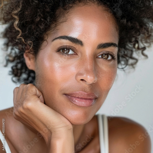 35-39 year old Beauty Brazilian women spa skin healthy on 100% isolate white background. photo