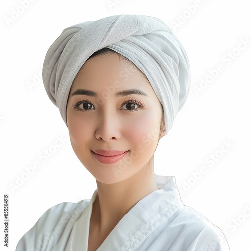 35-39 year old Beauty Brazilian women spa skin healthy on 100% isolate white background. photo