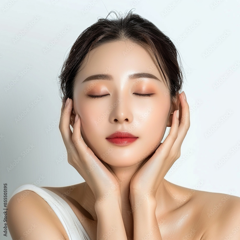 35-39 year old Beauty South Korean Asian women spa skin healthy on 100% isolate white background. 35-39 year old Beauty South Korean Asian women spa skin healthy on 100% isolate white background.