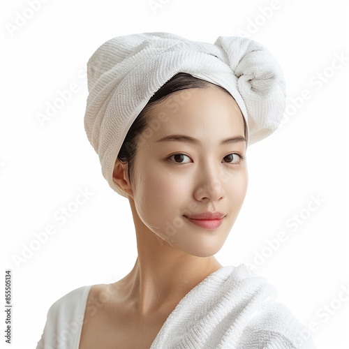 35-39 year old Beauty Russian women spa skin healthy on 100% isolate white background. photo