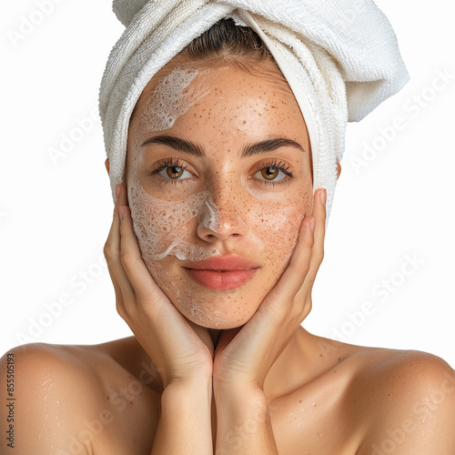 35-39 year old Beauty Venezuelan women spa skin healthy on 100% isolate white background. photo