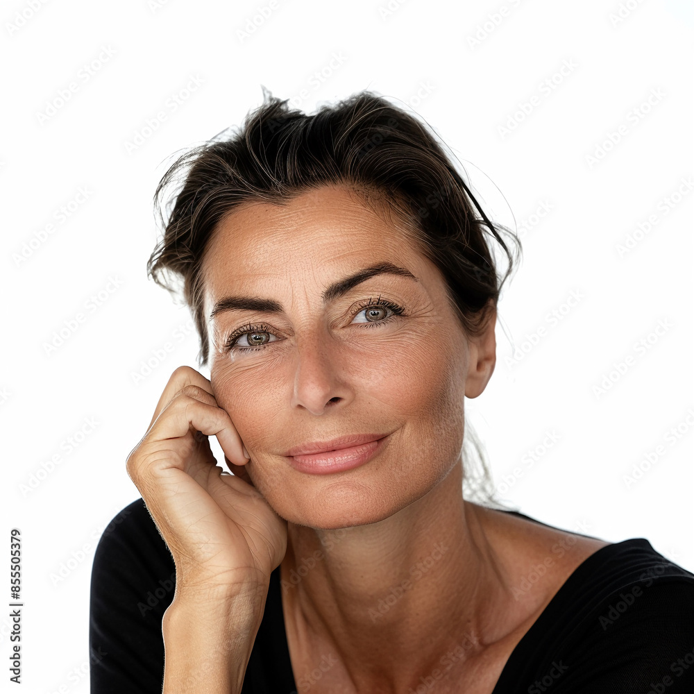 40-45 year old Beauty Brazilian women spa skin healthy on 100% isolate white background. 40-45 year old Beauty Brazilian women spa skin healthy on 100% isolate white background.