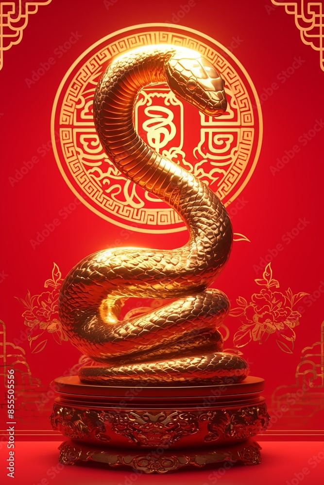 Obraz premium Happy New Year of the Snake according to the Chinese calendar 2025 year of the snake. Background with snake