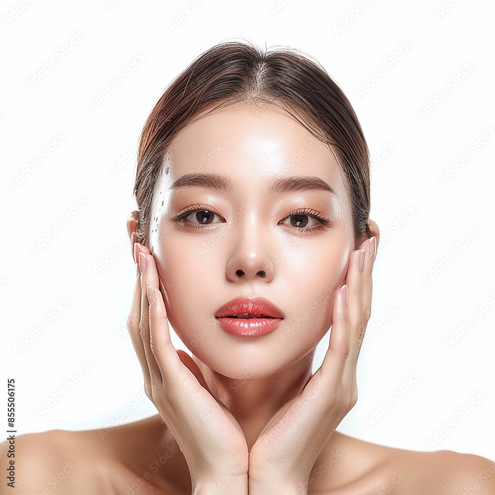 Beauty Asian women spa skin healthy on 100% isolate white background. Beauty Asian women spa skin healthy on 100% isolate white background.