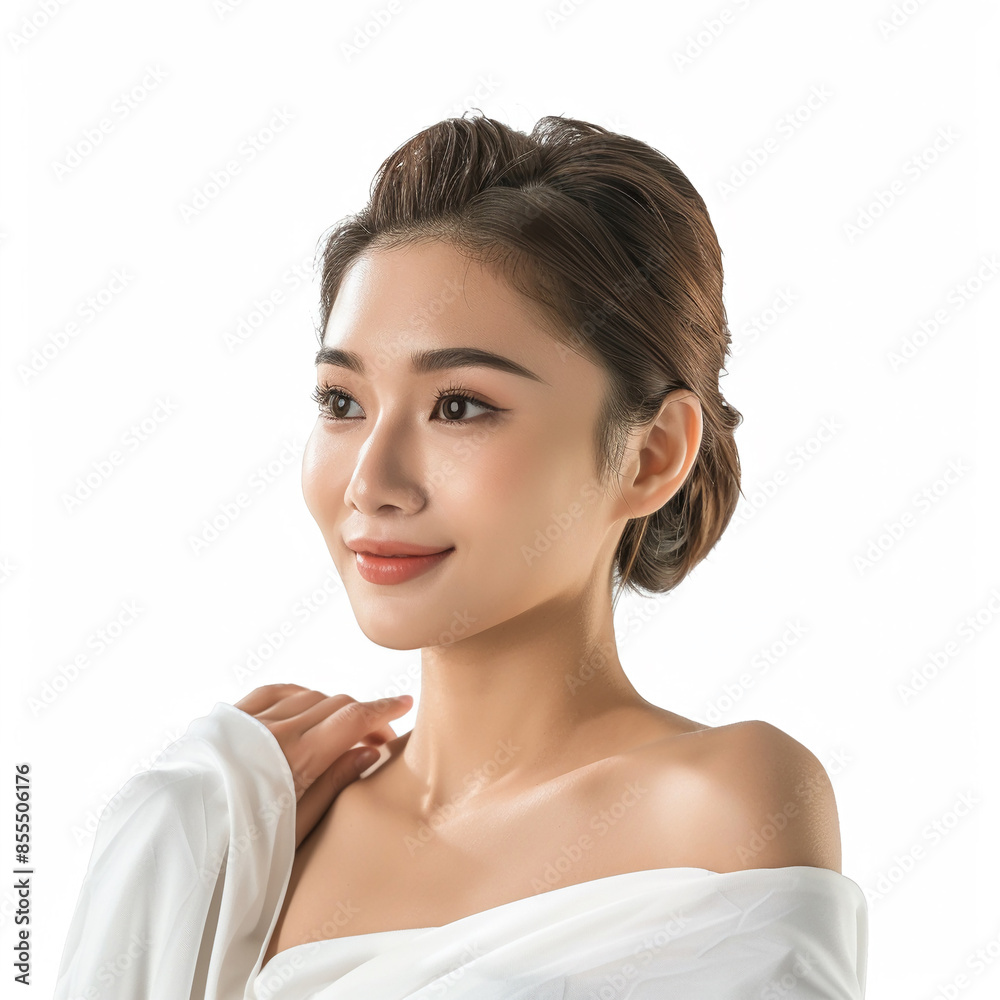 Beauty Asian women spa skin healthy on 100% isolate white background. Beauty Asian women spa skin healthy on 100% isolate white background.