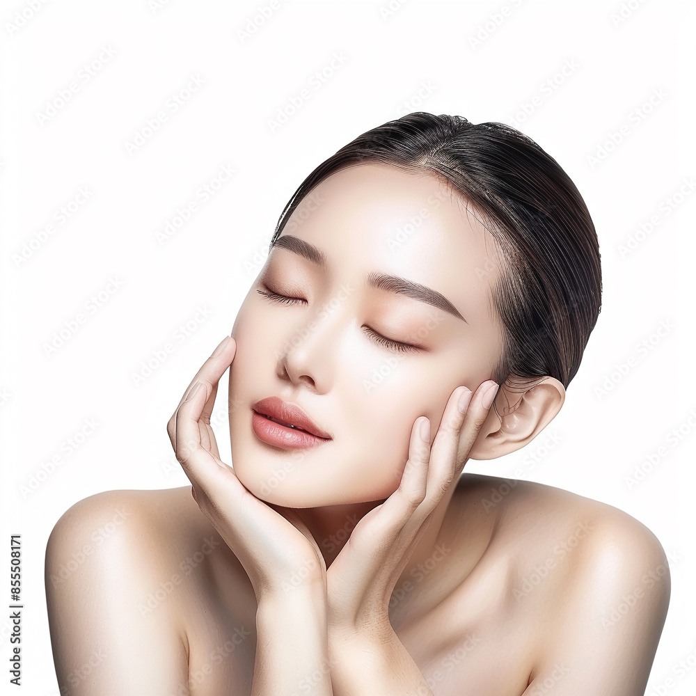 Beauty Asian women spa skin healthy on 100% isolate white background. Beauty Asian women spa skin healthy on 100% isolate white background.