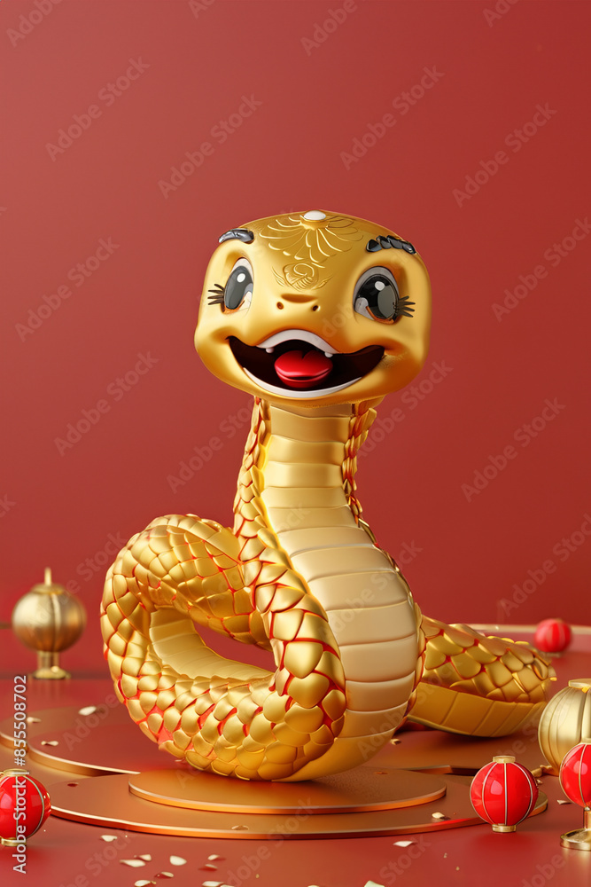 Fototapeta premium Happy New Year of the Snake according to the Chinese calendar 2025 year of the snake. Background with snake
