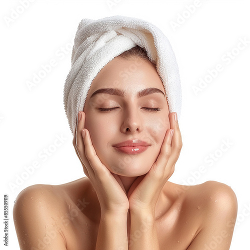 Venezuelan Beauty women spa skin healthy on 100% isolate white background.