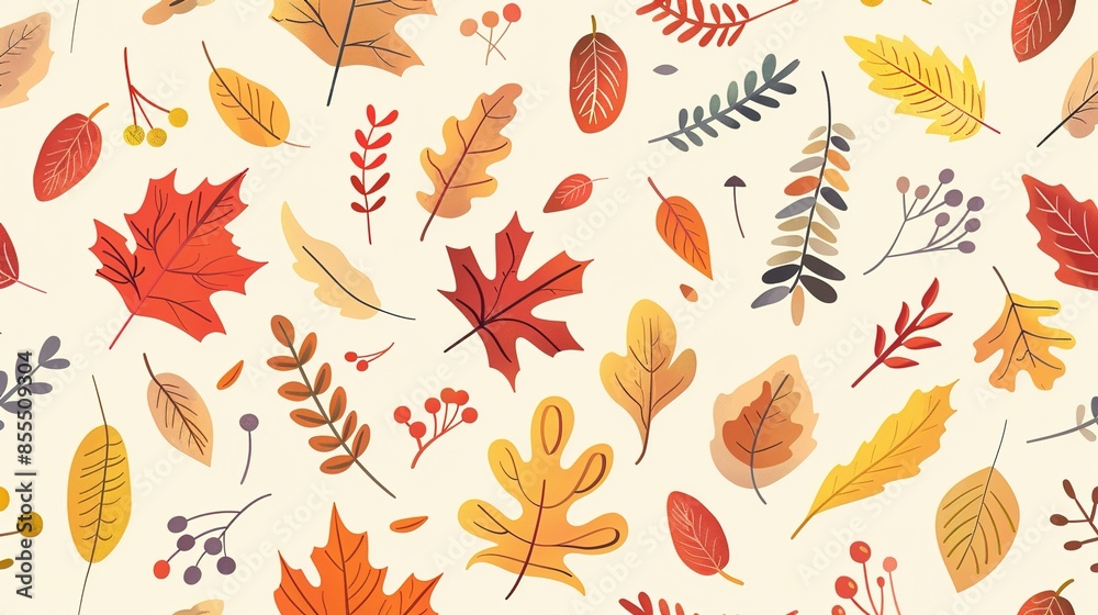 Obraz premium Autumn leaf pattern wallpaper