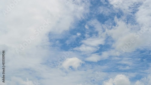 Timelapse of beautiful blue sky and white cloud with 4k resolution. The environment in the natural world.	