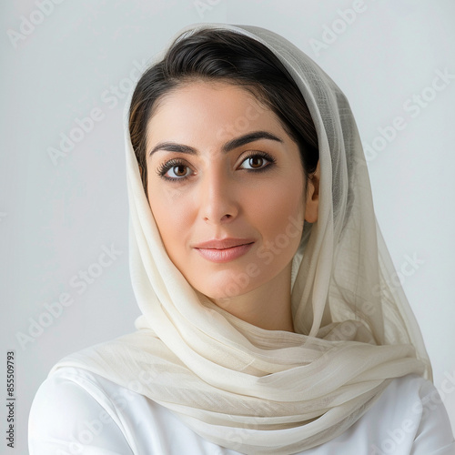 35-39 year old Beauty Brazilian women spa skin healthy on 100% isolate white background. photo