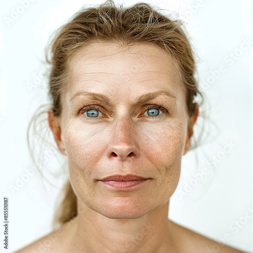 35-39 year old Beauty Russian women spa skin healthy on 100% isolate white background. photo