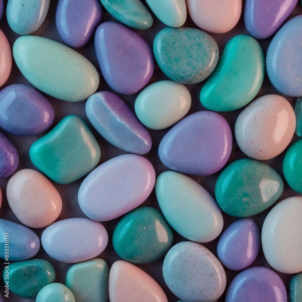 A close-up view of a collection of smooth, pastel-colored stones arranged on a flat surface, creating a visually appealing abstract pattern, background A close-up view of a collection of smooth, pastel-colored stones arranged on a flat surface, creating a visually appealing abstract pattern, background
