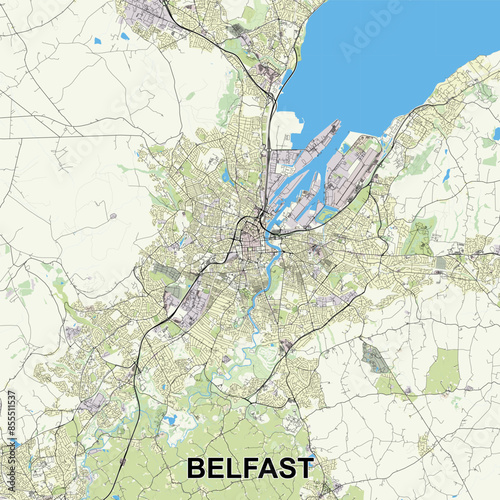 Belfast, Northern Ireland map poster art