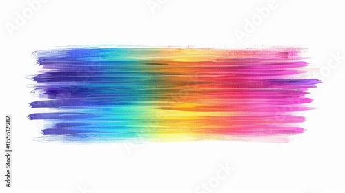 Abstract rainbow-colored brush strokes on white background, vibrant and dynamic art, perfect for creative and diverse projects. © Jeannaa
