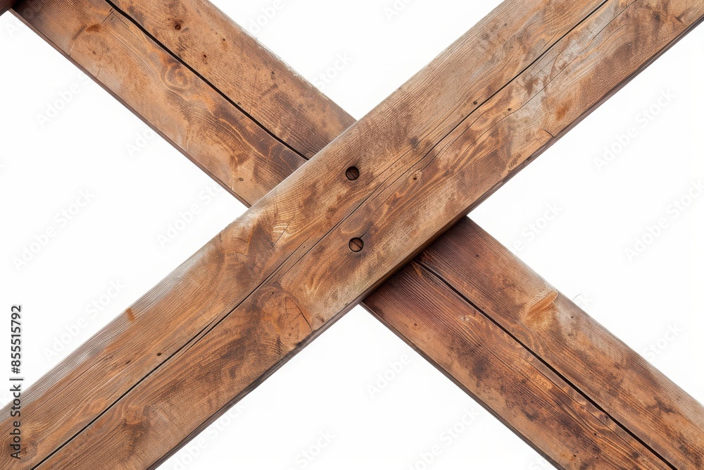 Close-up of rustic wooden planks arranged in a crisscross pattern against a white background, showcasing natural texture and grain. Close-up of rustic wooden planks arranged in a crisscross pattern against a white background, showcasing natural texture and grain.
