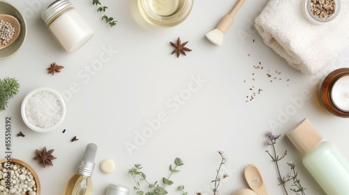 Wallpaper Mural A white background with a variety of herbs and spices, including basil, parsley, and rosemary Torontodigital.ca