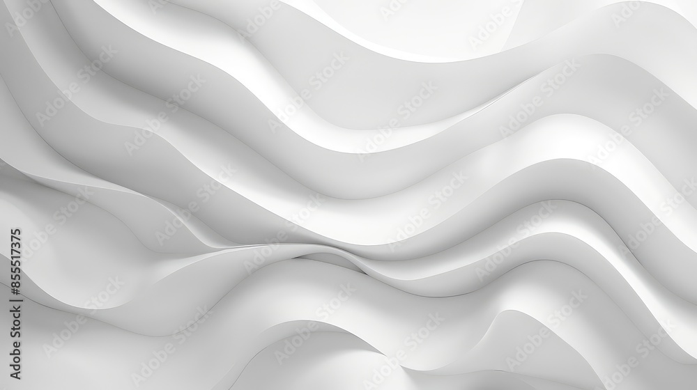 Obraz premium Pure white wave forms gracefully intersect a clean backdrop, showcasing a minimalist and sophisticated design