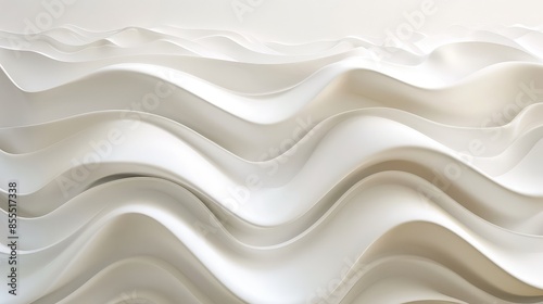 Pure white wave forms gracefully intersect a clean backdrop, showcasing a minimalist and sophisticated design