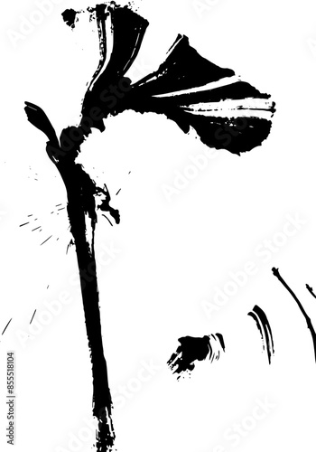 abstraction in black ink, abstract ink painting of a flower, ink like a flower, ink prints, blot, stain, blotch, graphic drawing