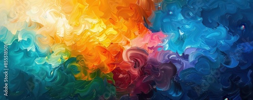 Impressionist painting flat design top view ethereal water color vivid