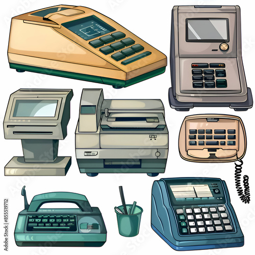 Office supplies fax png stickers  on white background