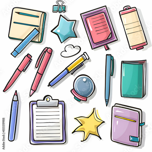 Stickers png document files on white background