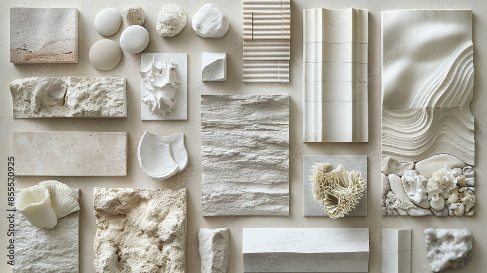 Obraz premium Faux decorative walls with marble or granite effects add elegance and luxury. Clean and cool textures and delicate details to furniture and room decoration.