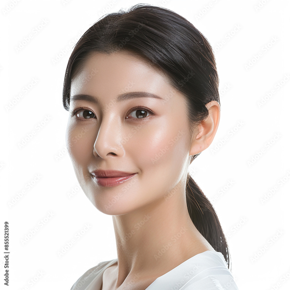35-39 year old Beauty Japanese Asian women spa skin healthy on 100% isolate white background. 35-39 year old Beauty Japanese Asian women spa skin healthy on 100% isolate white background.