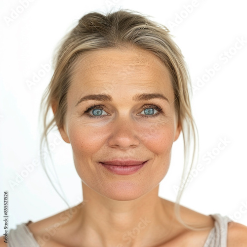 35-39 year old Beauty Russian women spa skin healthy on 100% isolate white background. photo