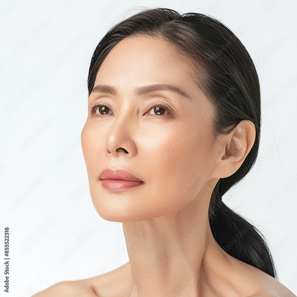 40-45 year old Beauty South Korean Asian women spa skin healthy on 100% isolate white background. 40-45 year old Beauty South Korean Asian women spa skin healthy on 100% isolate white background.