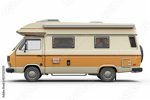 Camping car isolated on white background, side view