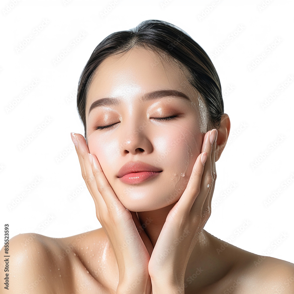 Beauty Asian women spa skin healthy on 100% isolate white background. Beauty Asian women spa skin healthy on 100% isolate white background.