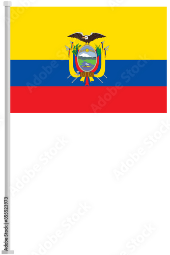 Ecuador national flag pole icon isolated on white background.