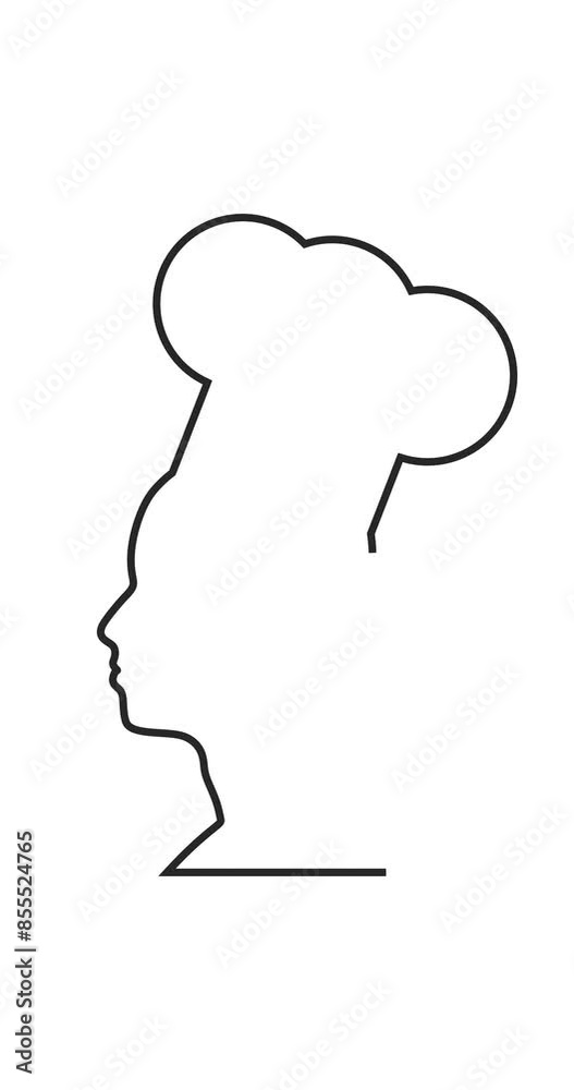 Chef in a cooking hat silhouette. Animated simple thin line icon. Chef in a cooking hat silhouette. Animated simple thin line icon.